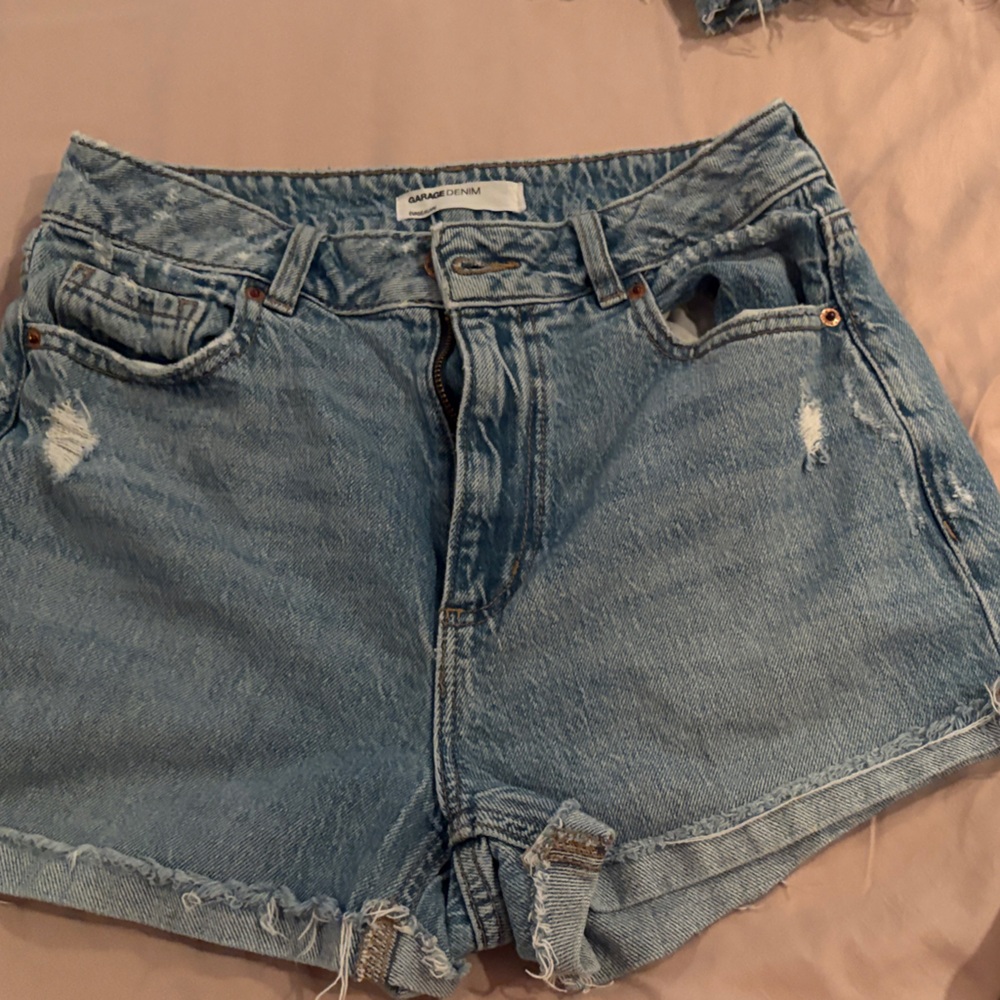 Garage denim  Light Blue Ripped Jean Shorts